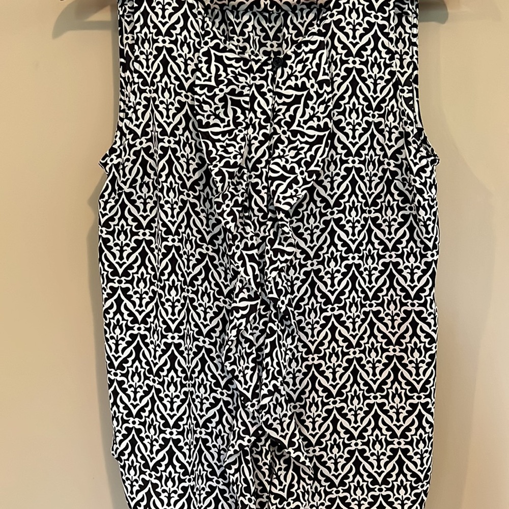 Loft Sleeveless Subtle Ruffle Front Button Up Blo… - image 3